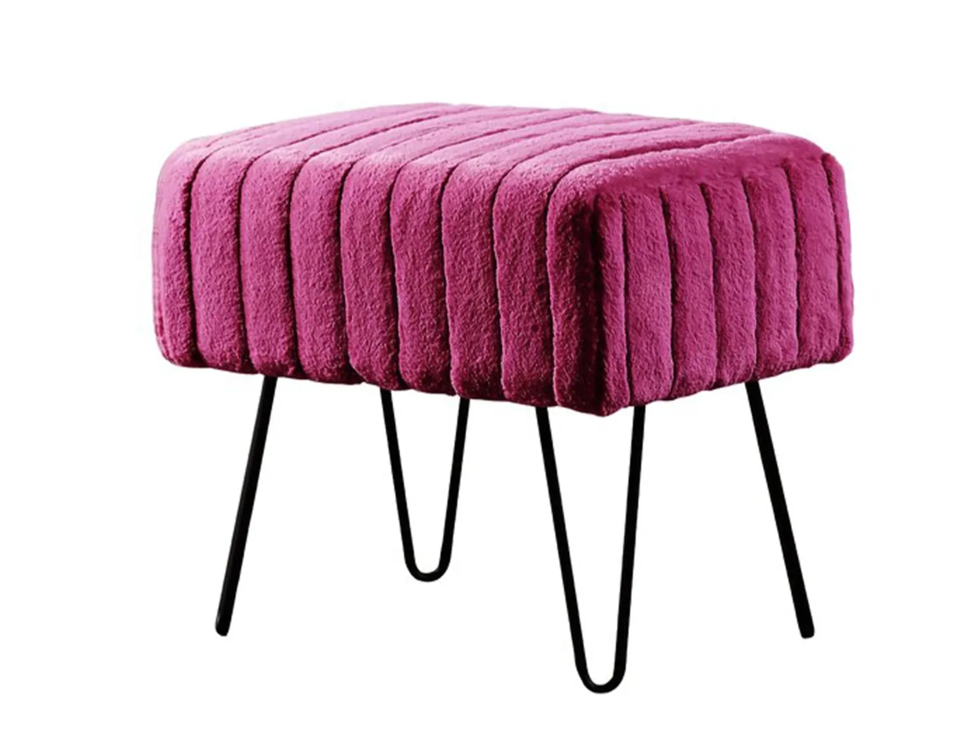 ZOE CHANNEL TUFTED VELVET OTTOMAN - FUCHSIA