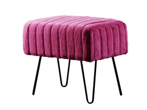 ZOE CHANNEL TUFTED VELVET OTTOMAN - FUCHSIA
